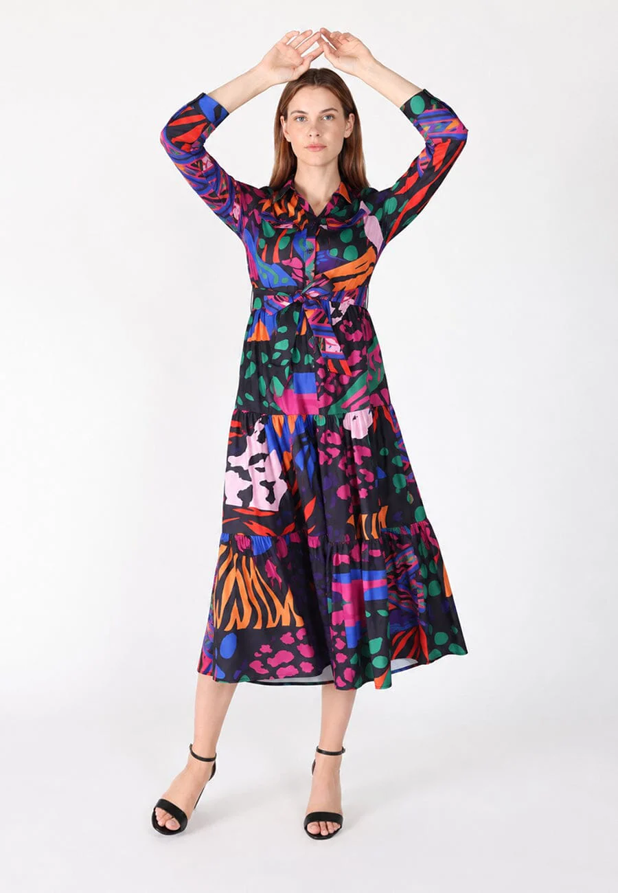 Abstract Print Full Sleeve Long Dress - Image 2