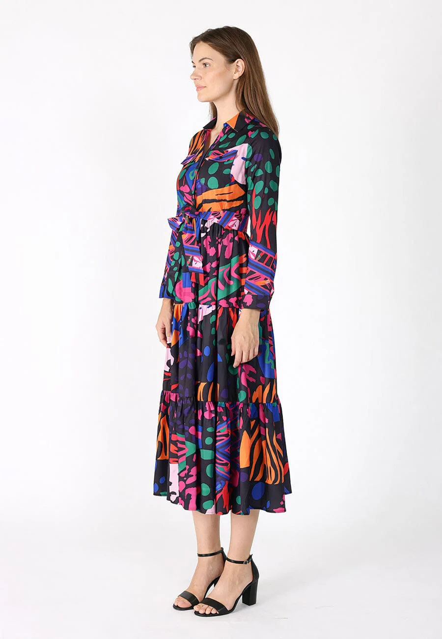 Abstract Print Full Sleeve Long Dress - Image 3