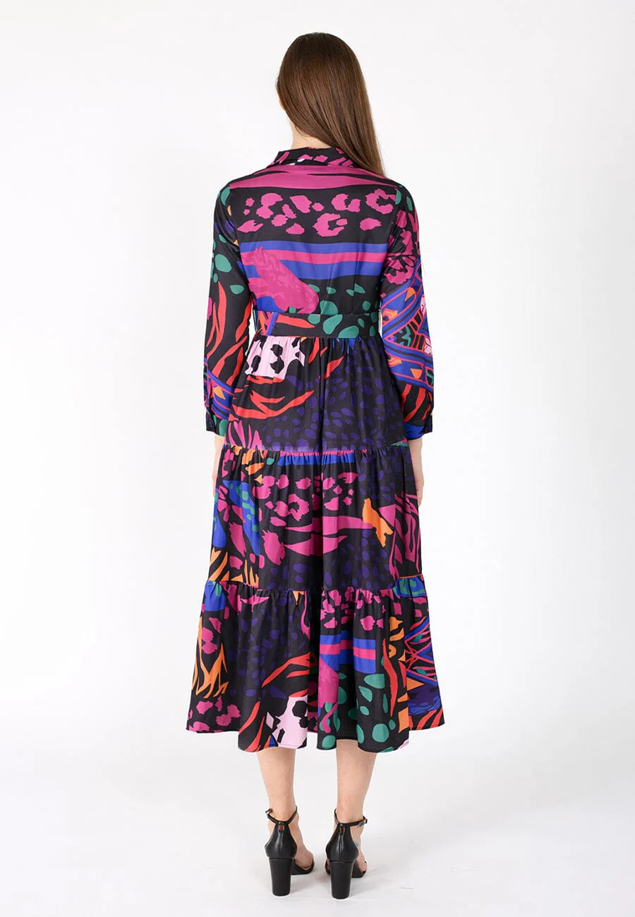 Abstract Print Full Sleeve Long Dress - Image 4