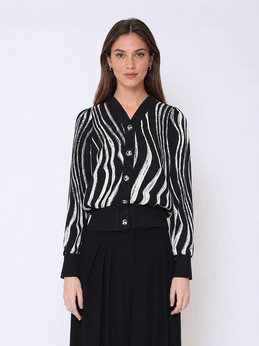Abstract Printed Cardigan Top