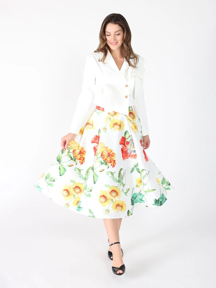 Applique Bow Front Button Open Crop Jacket - Image 2