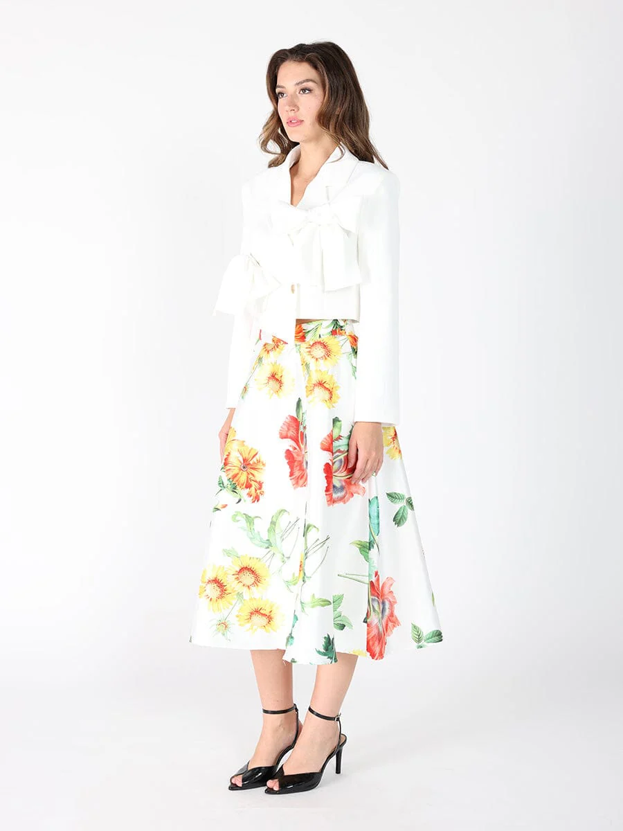 Applique Bow Front Button Open Crop Jacket - Image 3