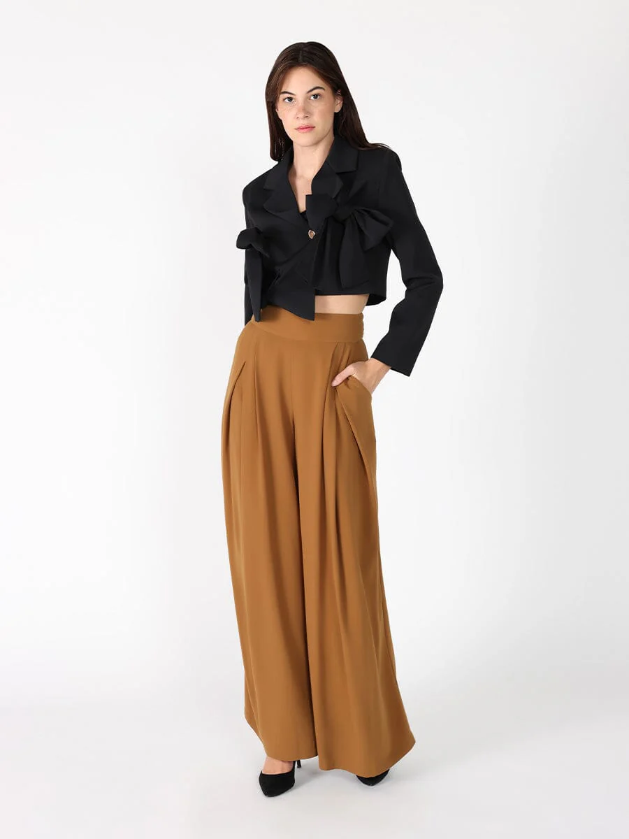 Applique Bow Front Button Open Crop Jacket - Image 5