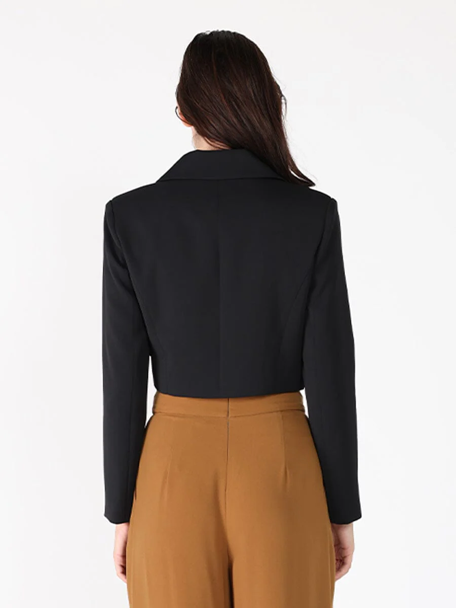 Applique Bow Front Button Open Crop Jacket - Image 7