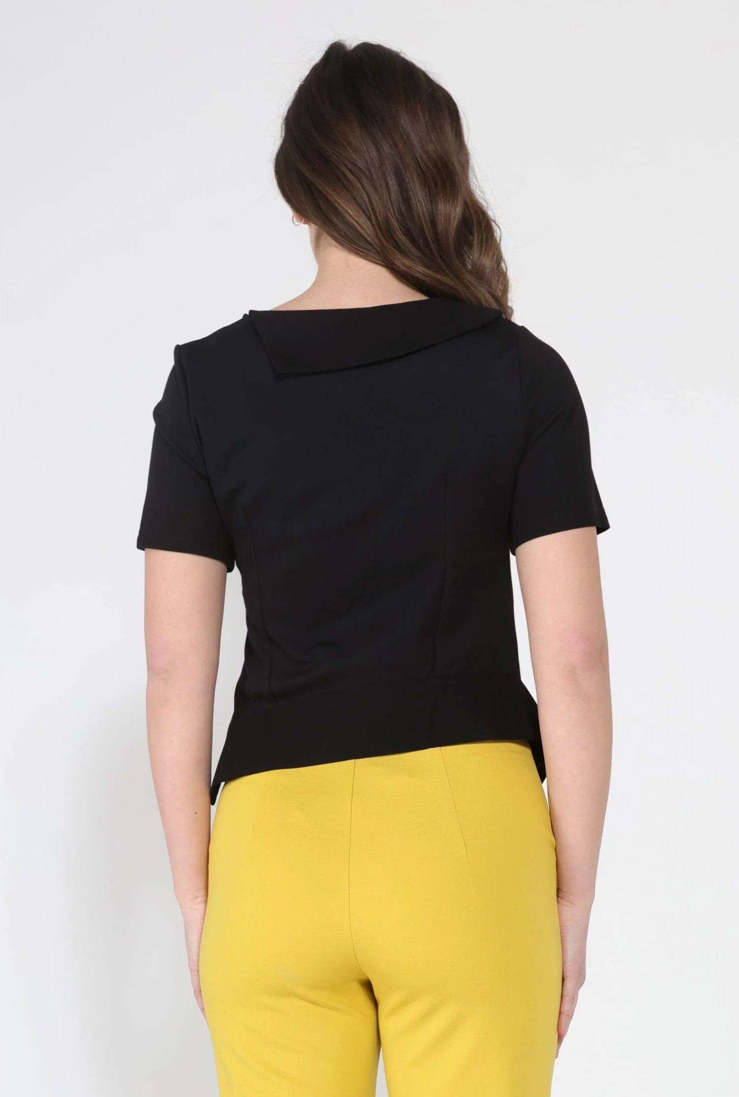 Asymmetrical neck ruched detail solid top - Image 8