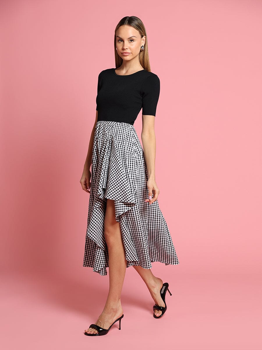 Asymmetrical ruffle detail short sleeve dress