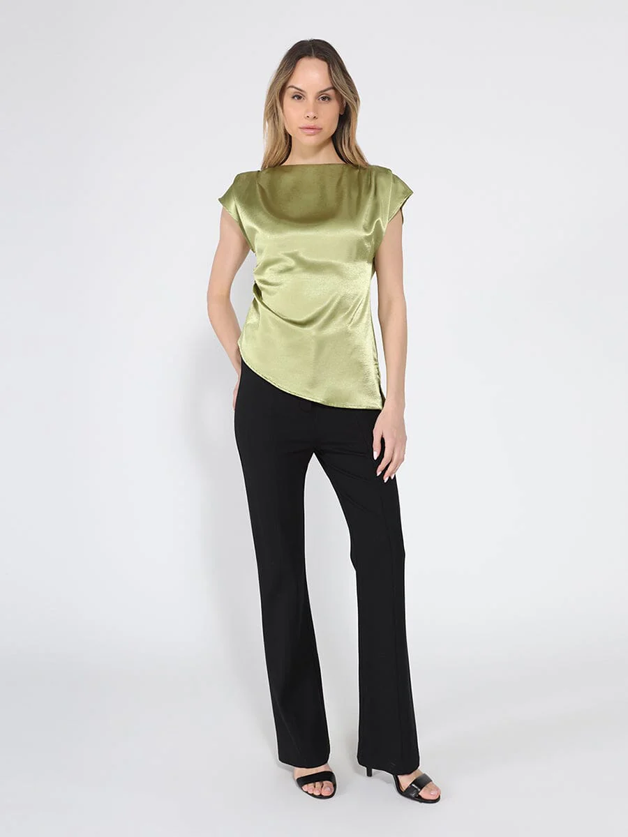 Asymmetrical side pleats short sleeve top - Image 6