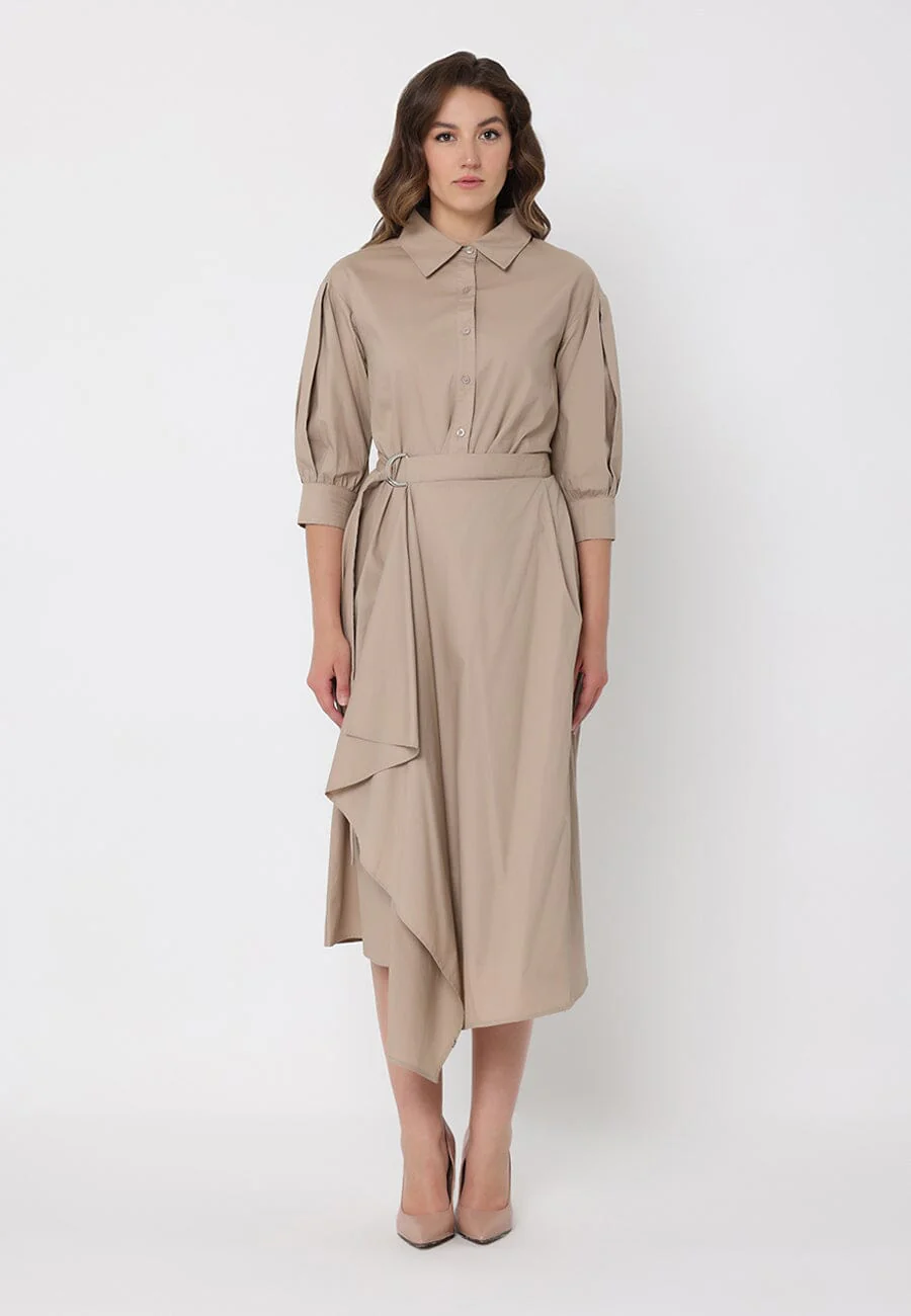 Bottom wrap shirt collared dress