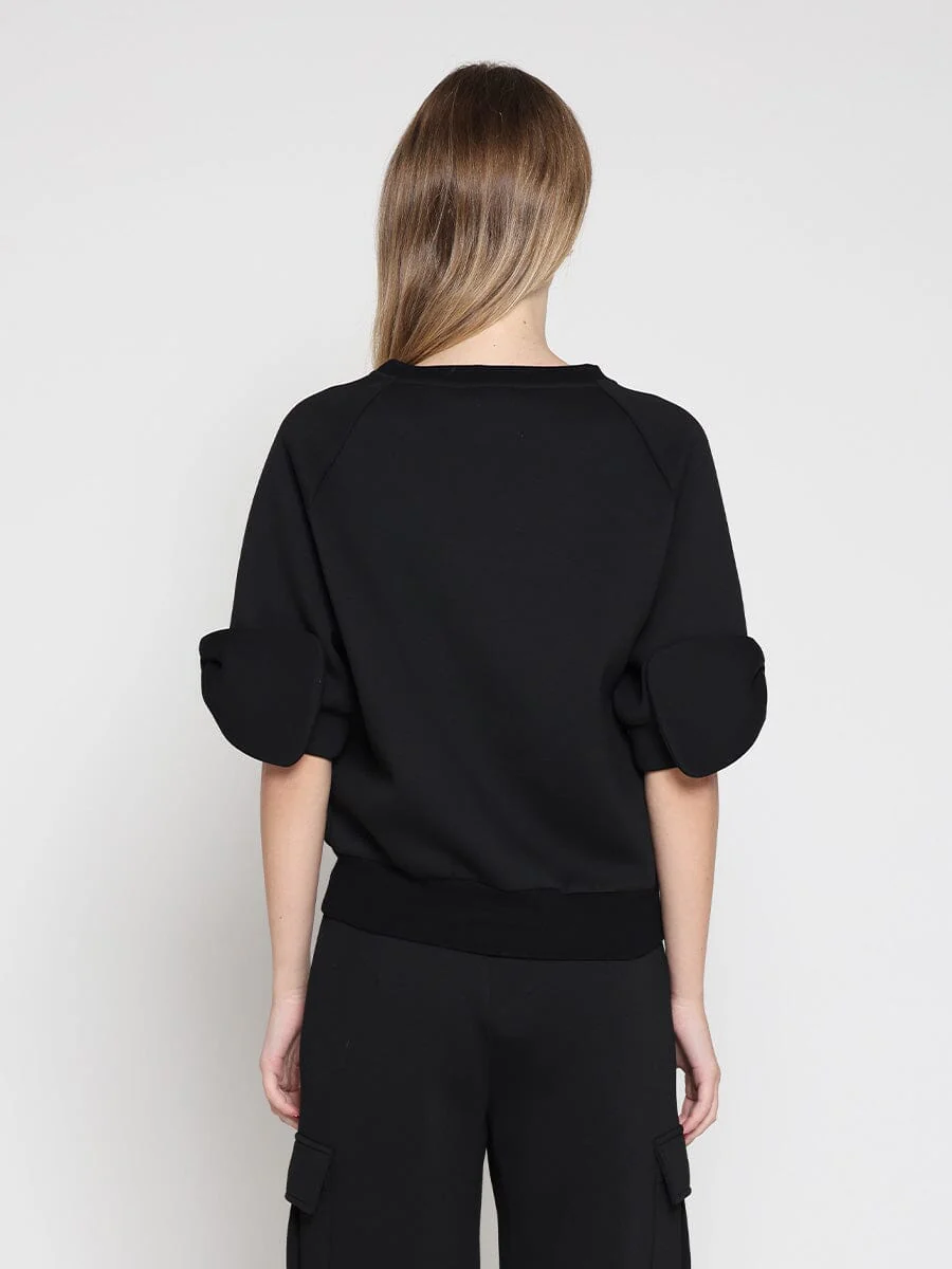 Bow detail sleeve round neck solid top - Image 4