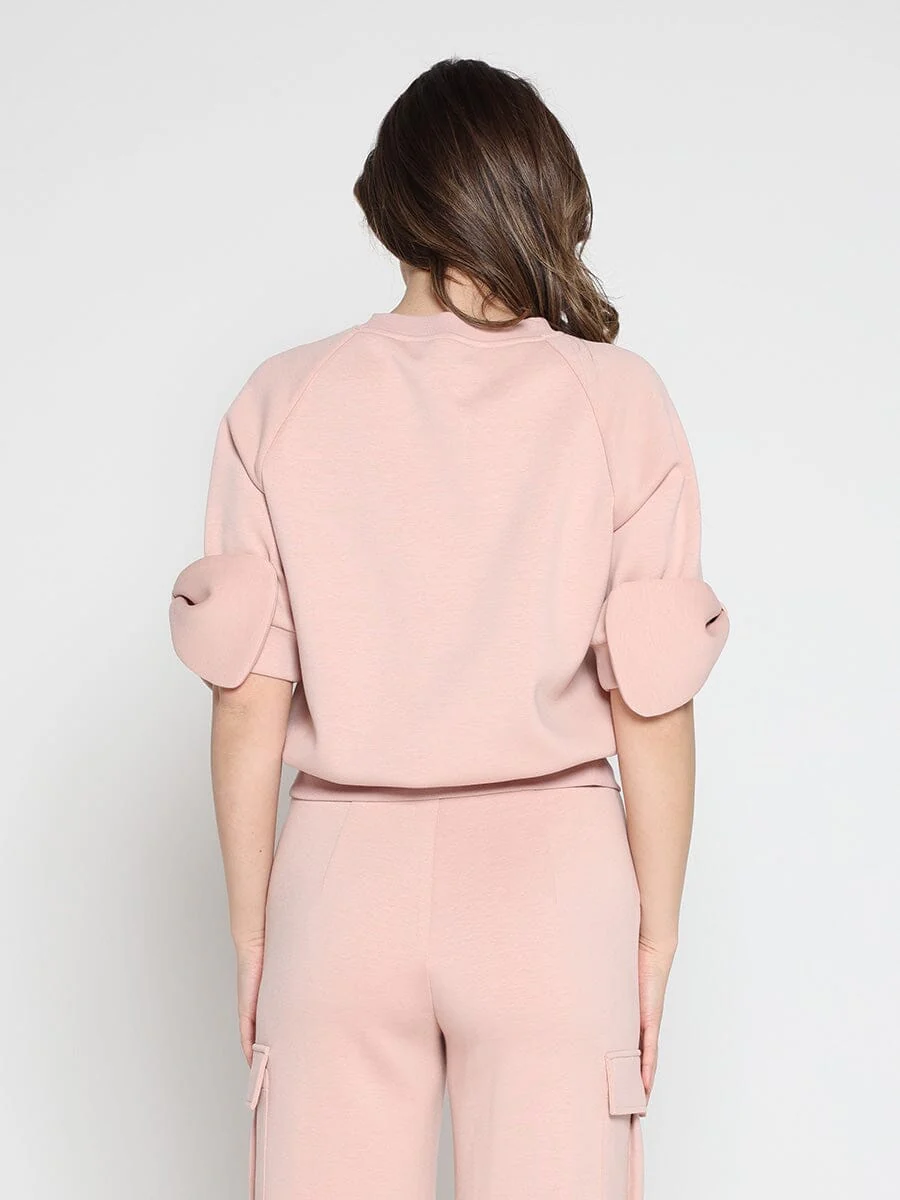 Bow detail sleeve round neck solid top - Image 8