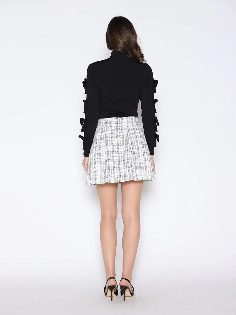 Bow Tie Sleeve Detailed Mock Neck Top - Image 4