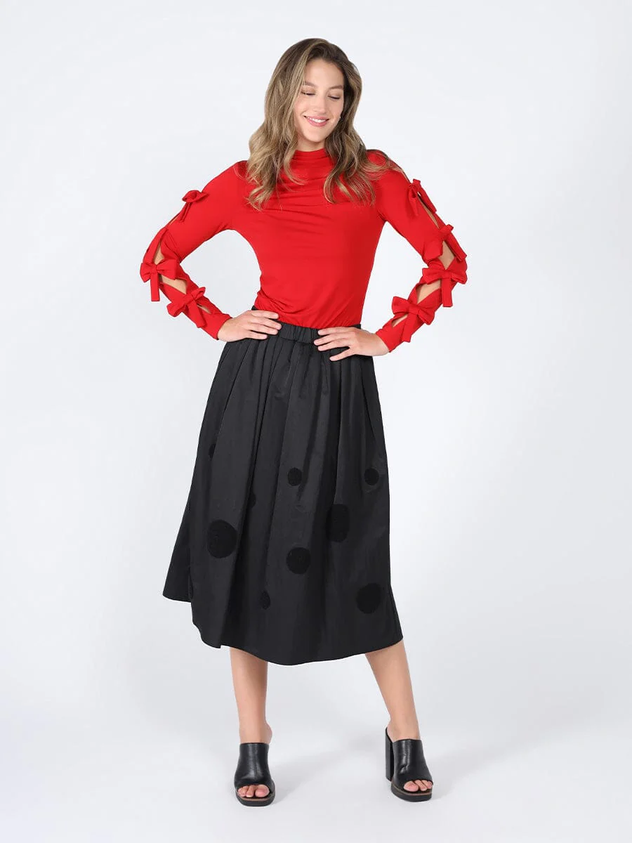 Bow Tie Sleeve Detailed Mock Neck Top - Image 9