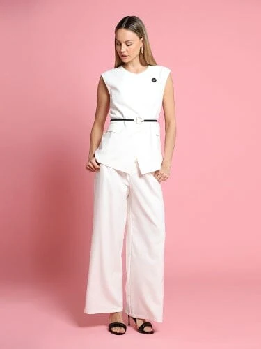 Buckle Belted Long Wrap Vest - Image 2