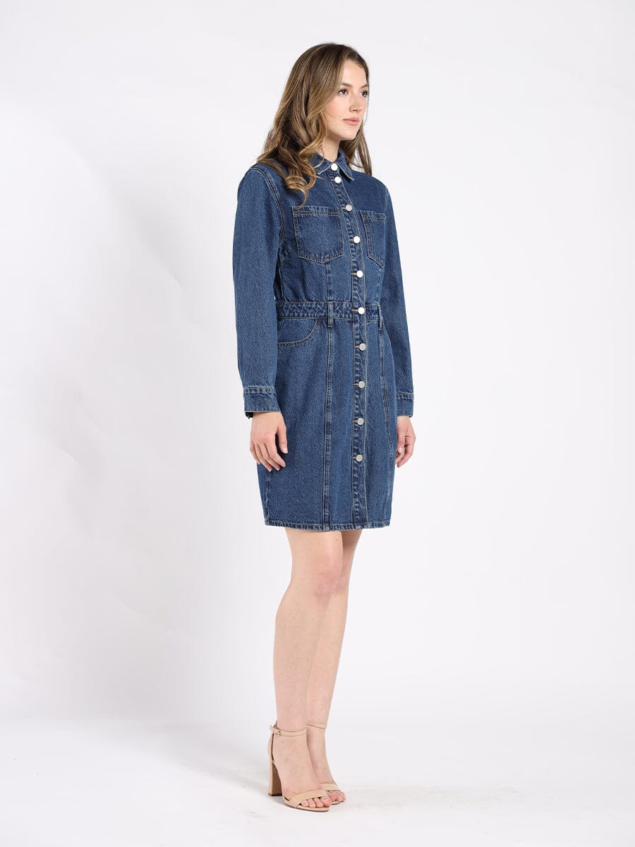 Button-Down Denim Shirt Dress - Image 3