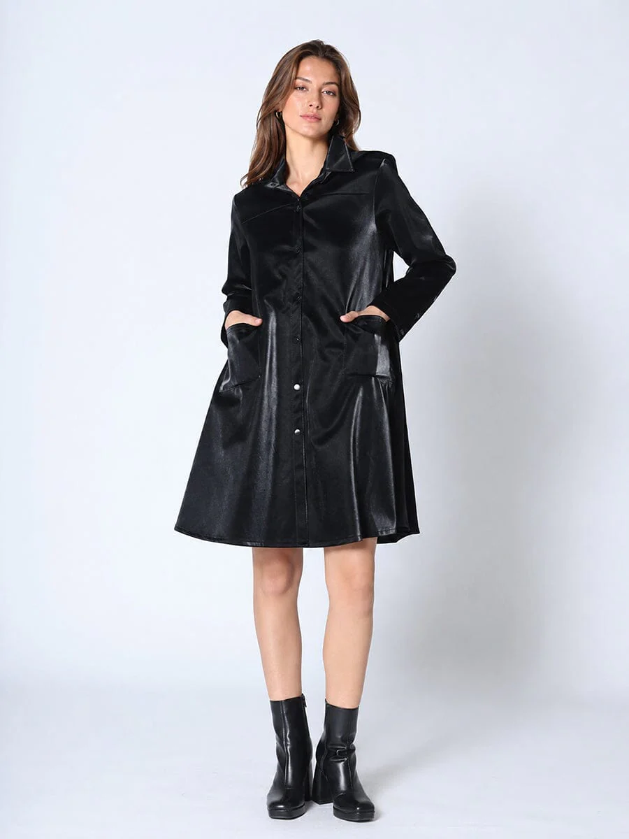 Button Down Glossy Rain Coat - Image 2