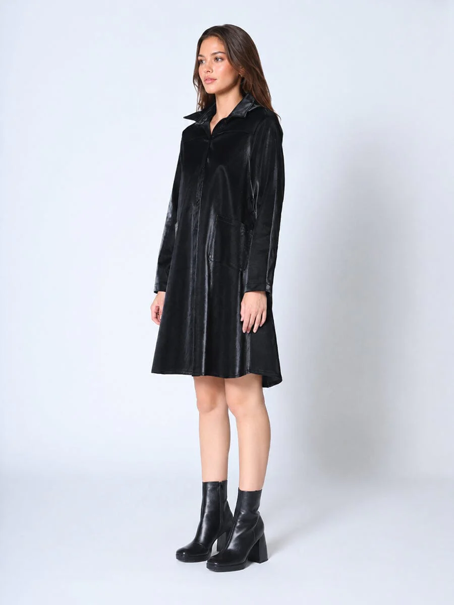 Button Down Glossy Rain Coat - Image 3