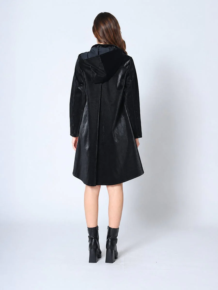 Button Down Glossy Rain Coat - Image 4