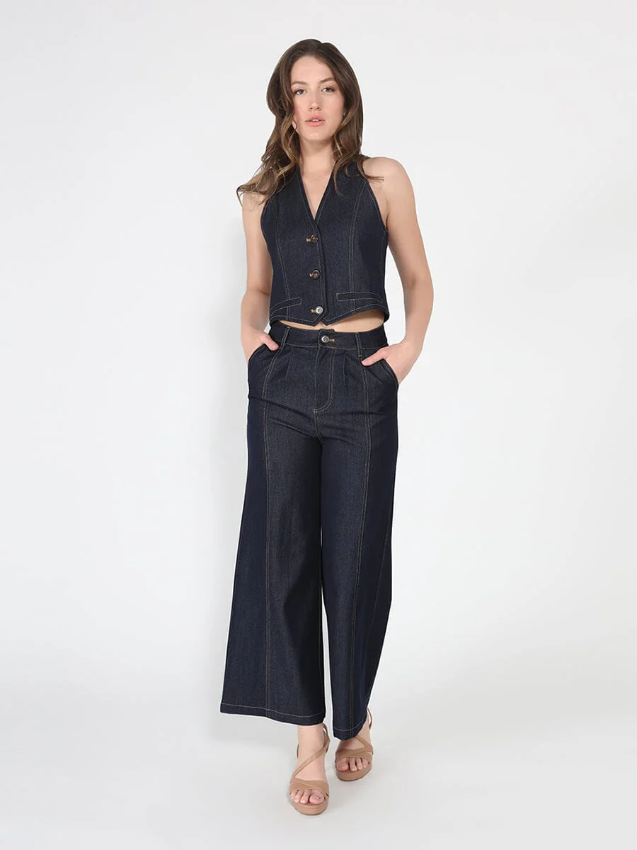 Button down halter neck sleeveless vest - Image 2