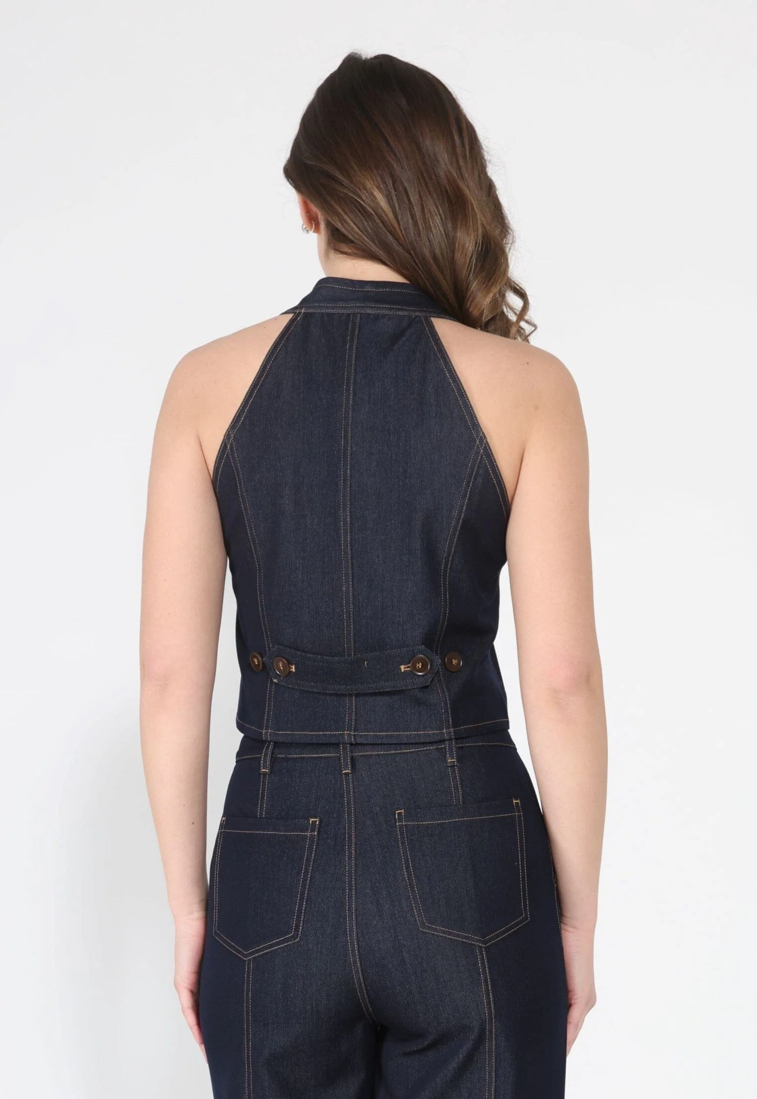 Button down halter neck sleeveless vest - Image 4