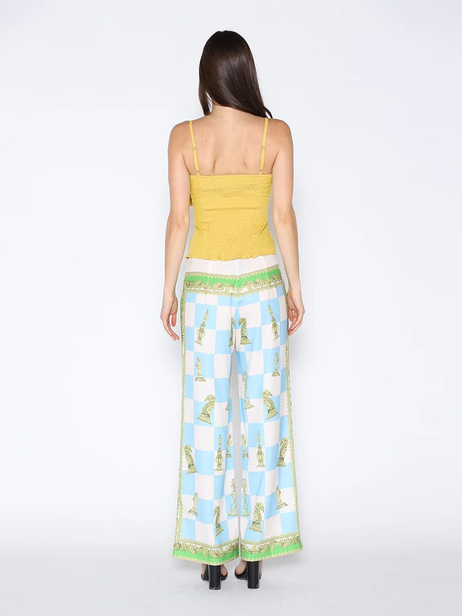 Checkmate Print Satin Pajama Pants - Image 4