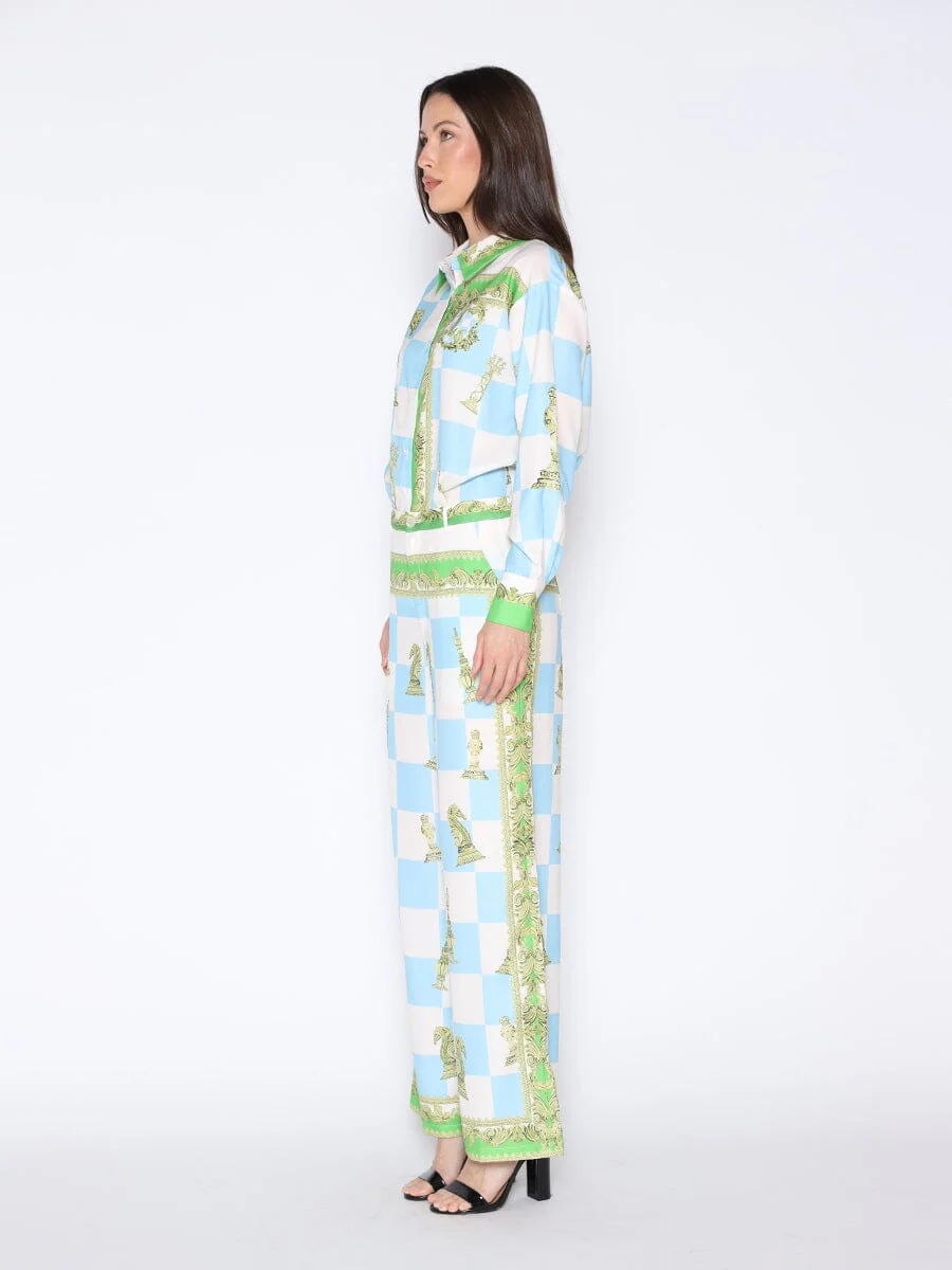 Checkmate Satin Long Sleeve Button Down Shirt - Image 3