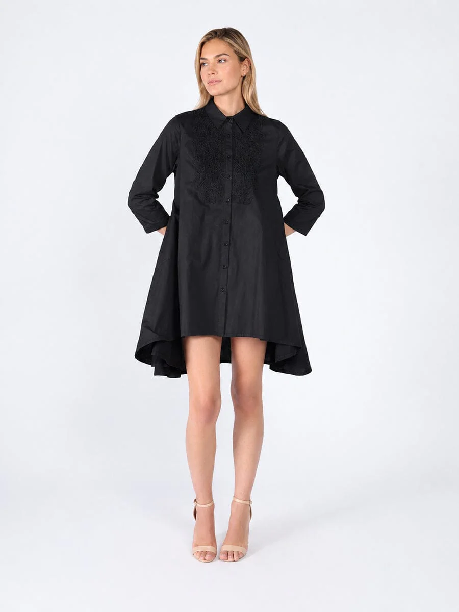Chest Lace Work Front Button Open Dress - Image 2