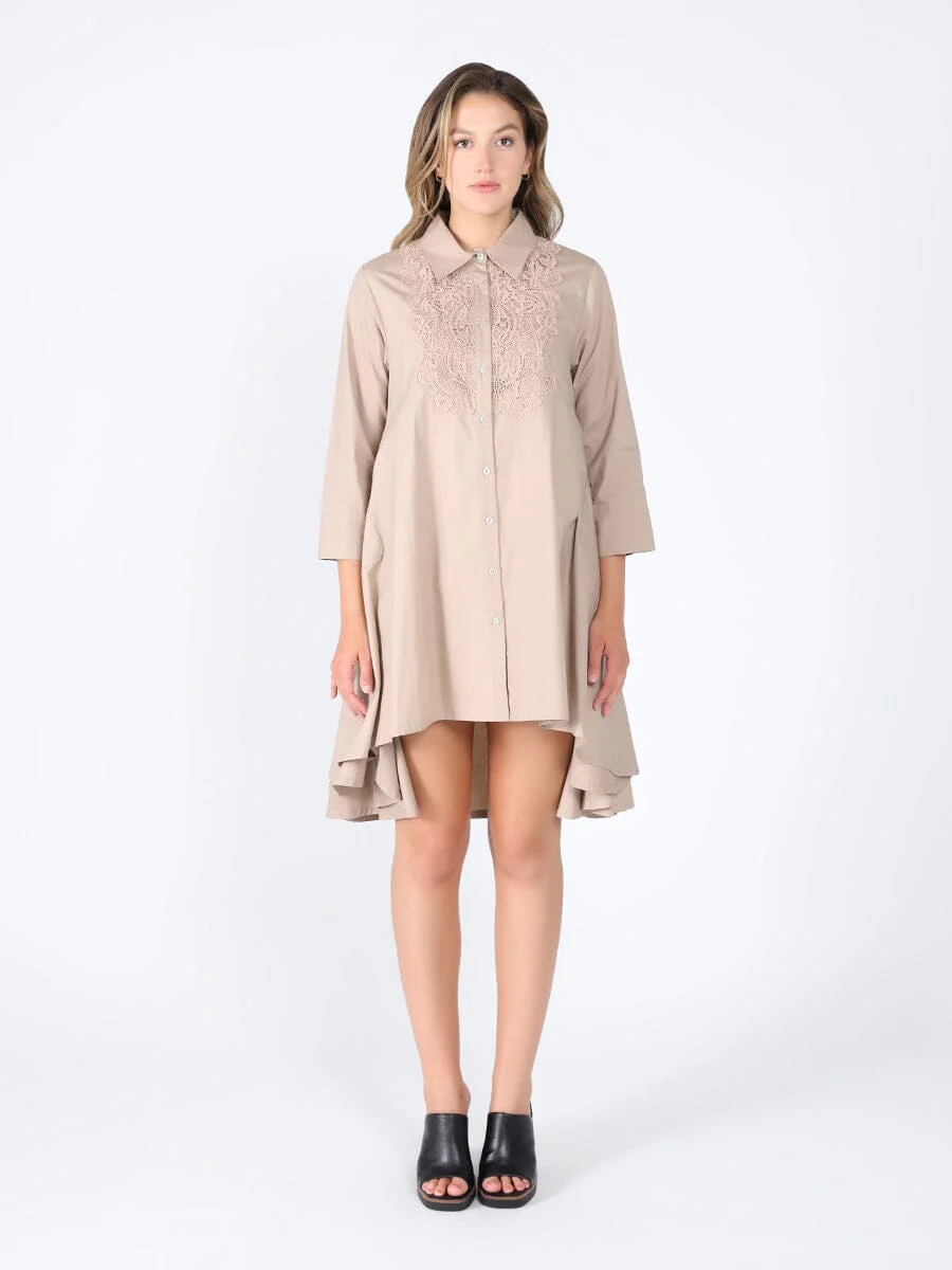Chest Lace Work Front Button Open Dress - Image 4