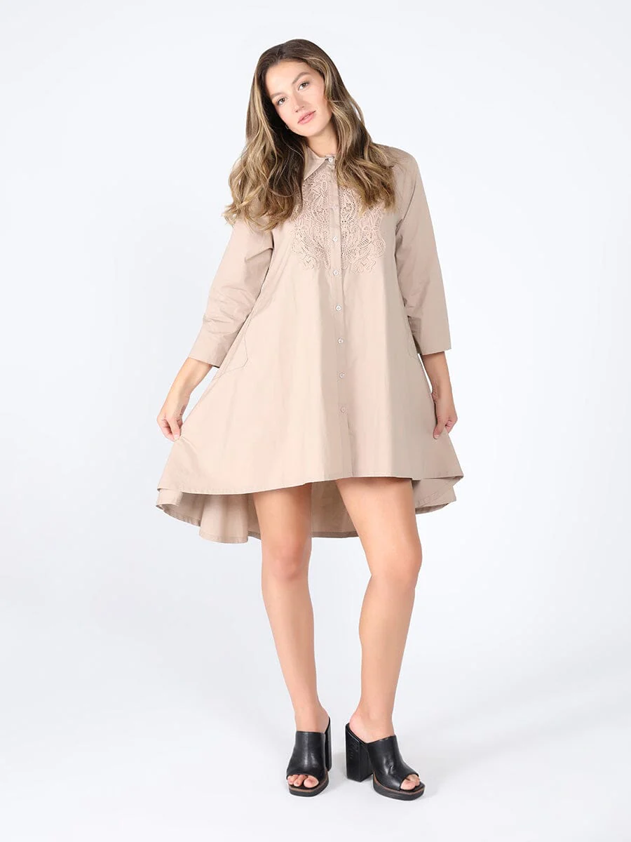 Chest Lace Work Front Button Open Dress - Image 5