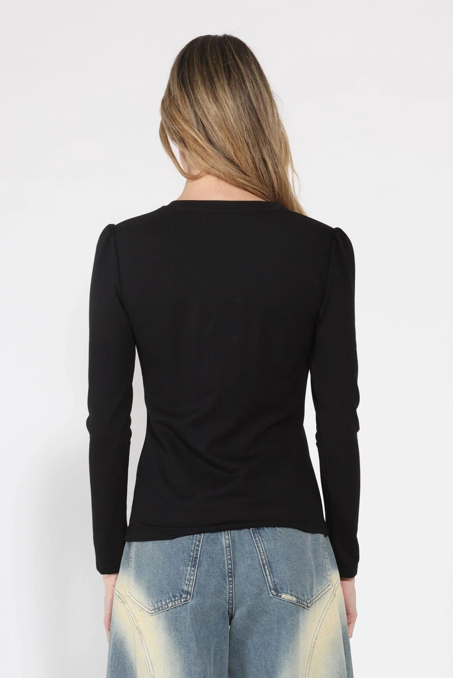 Contrast Color Asymmetrical Detail Long Sleeve Top - Image 4