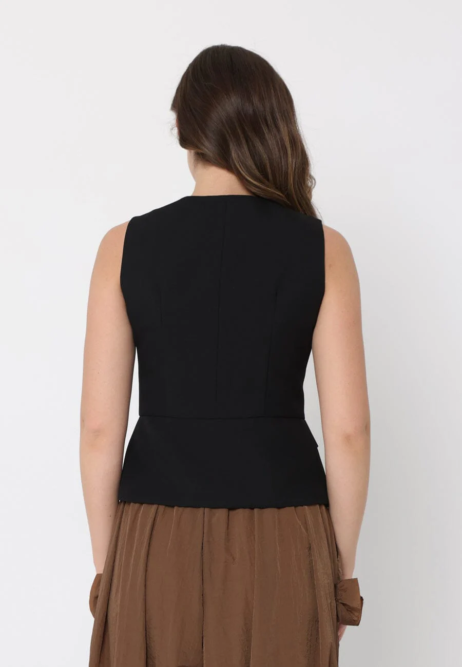 Crew Neck Front Pockets Vest - Image 4
