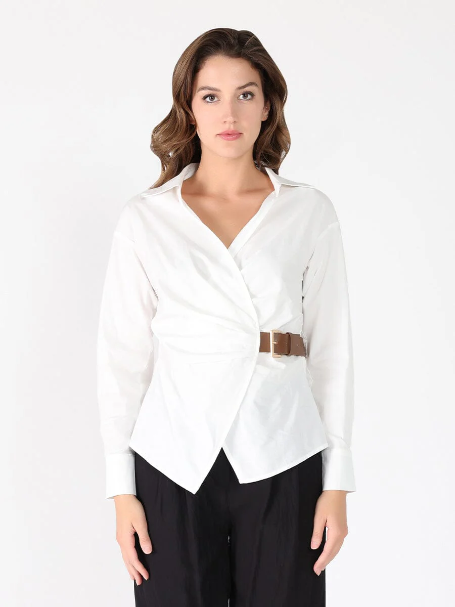 Cross Body Belt Design Side Gathered Top
