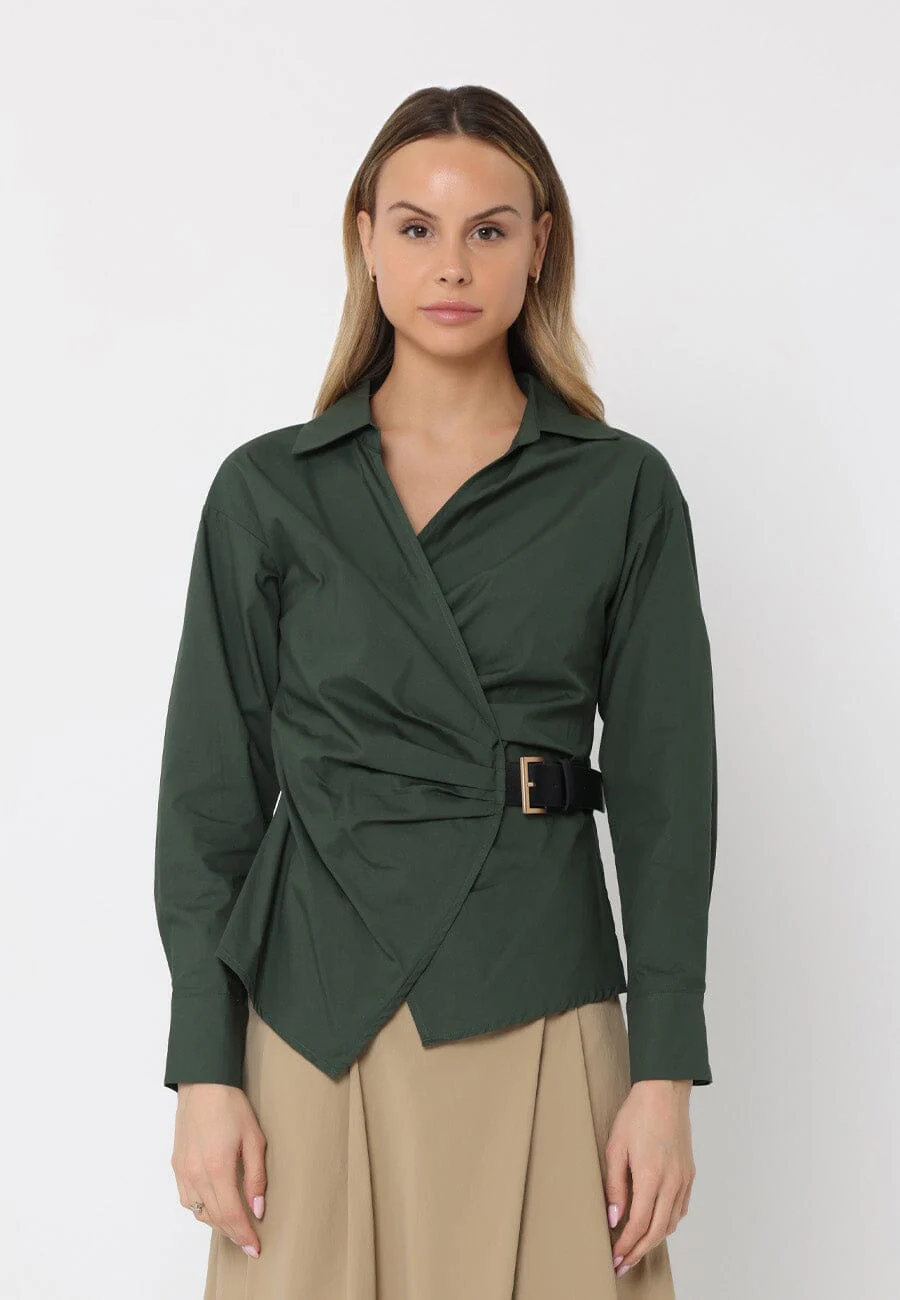 Cross Body Belt Design Side Gathered Top - Image 13