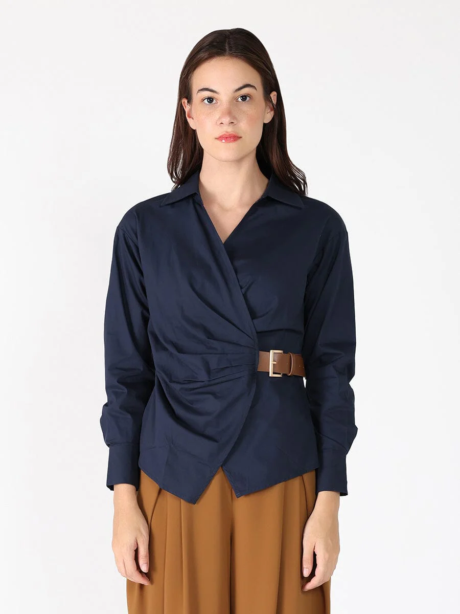 Cross Body Belt Design Side Gathered Top - Image 5