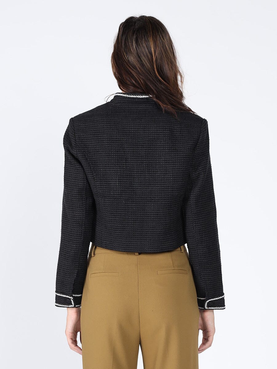 Crystal Embellished Cropped High Neck Jacket - Image 4