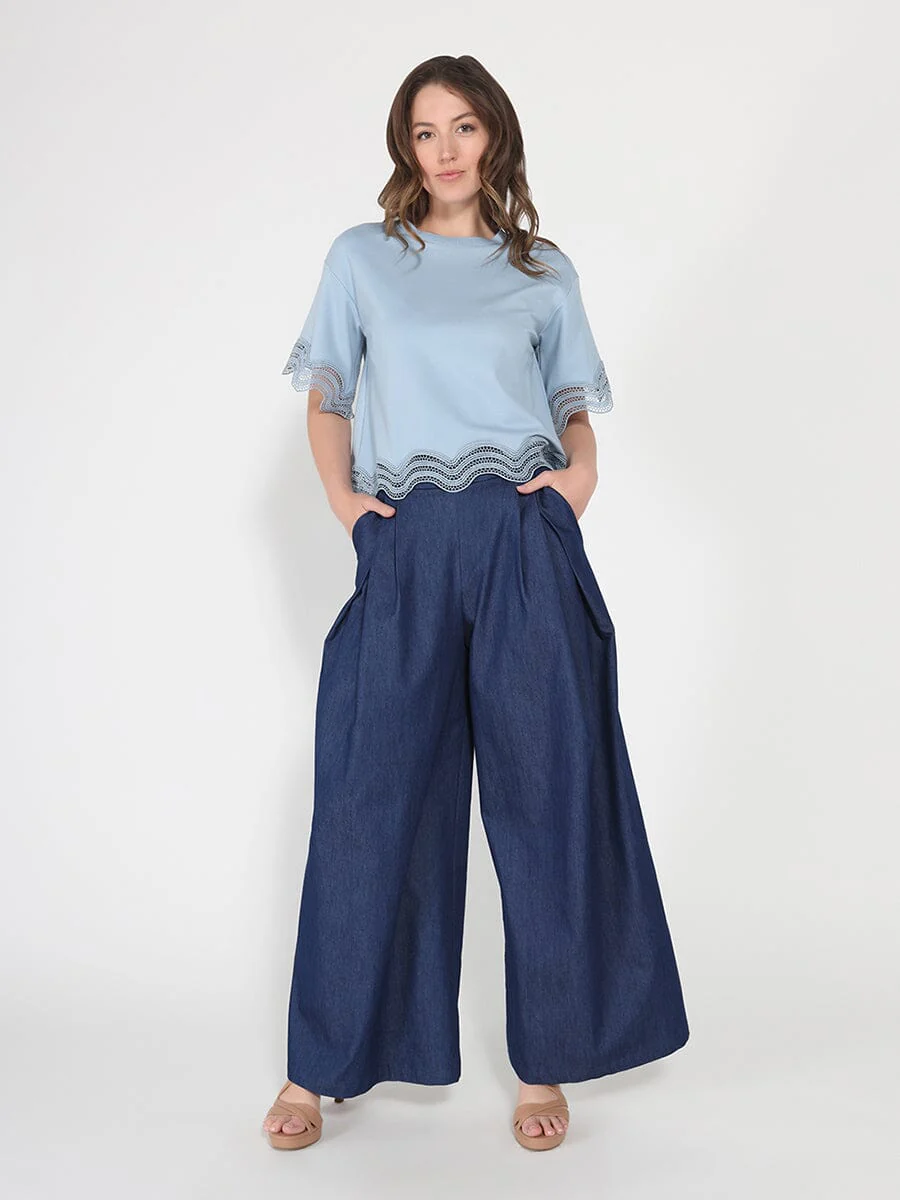 Denim Wide Pants - Image 2