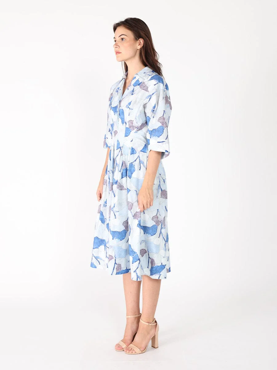 Dolman Sleeve Pleated Waist Printed Dress - Image 3