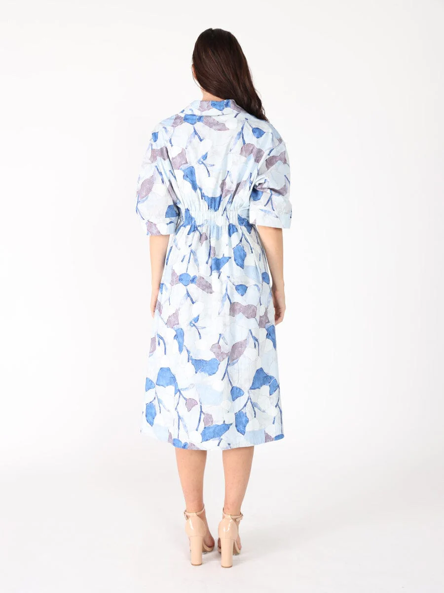 Dolman Sleeve Pleated Waist Printed Dress - Image 4