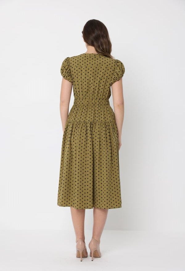 Dot Print Front Pocket with Belt Dress - Image 4
