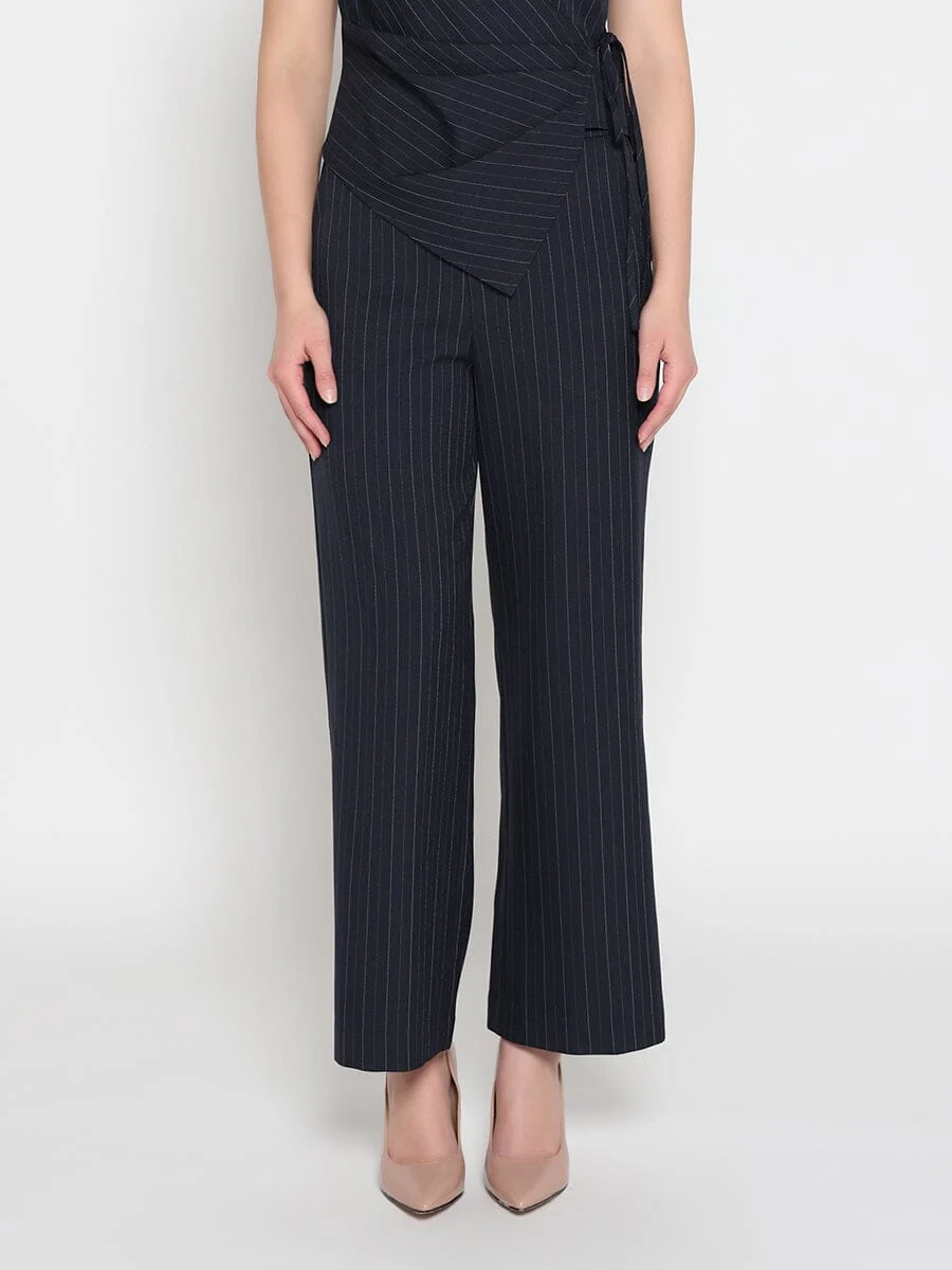Elastic back straight fit casual pants