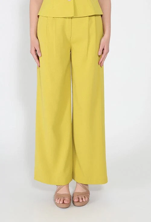 Elastic back straight fit pants
