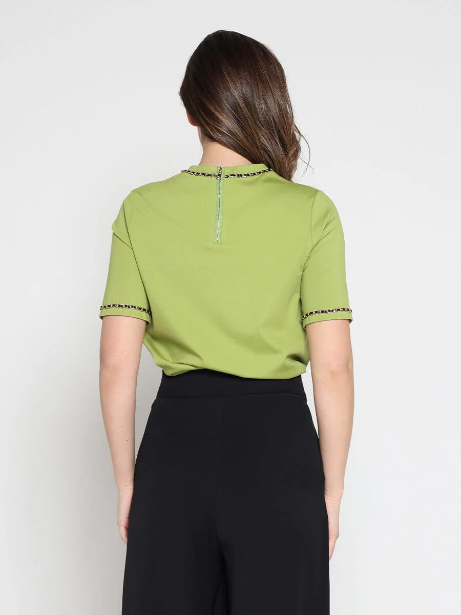 Embellished Chain Link Trim Short Sleeve Top - Image 12
