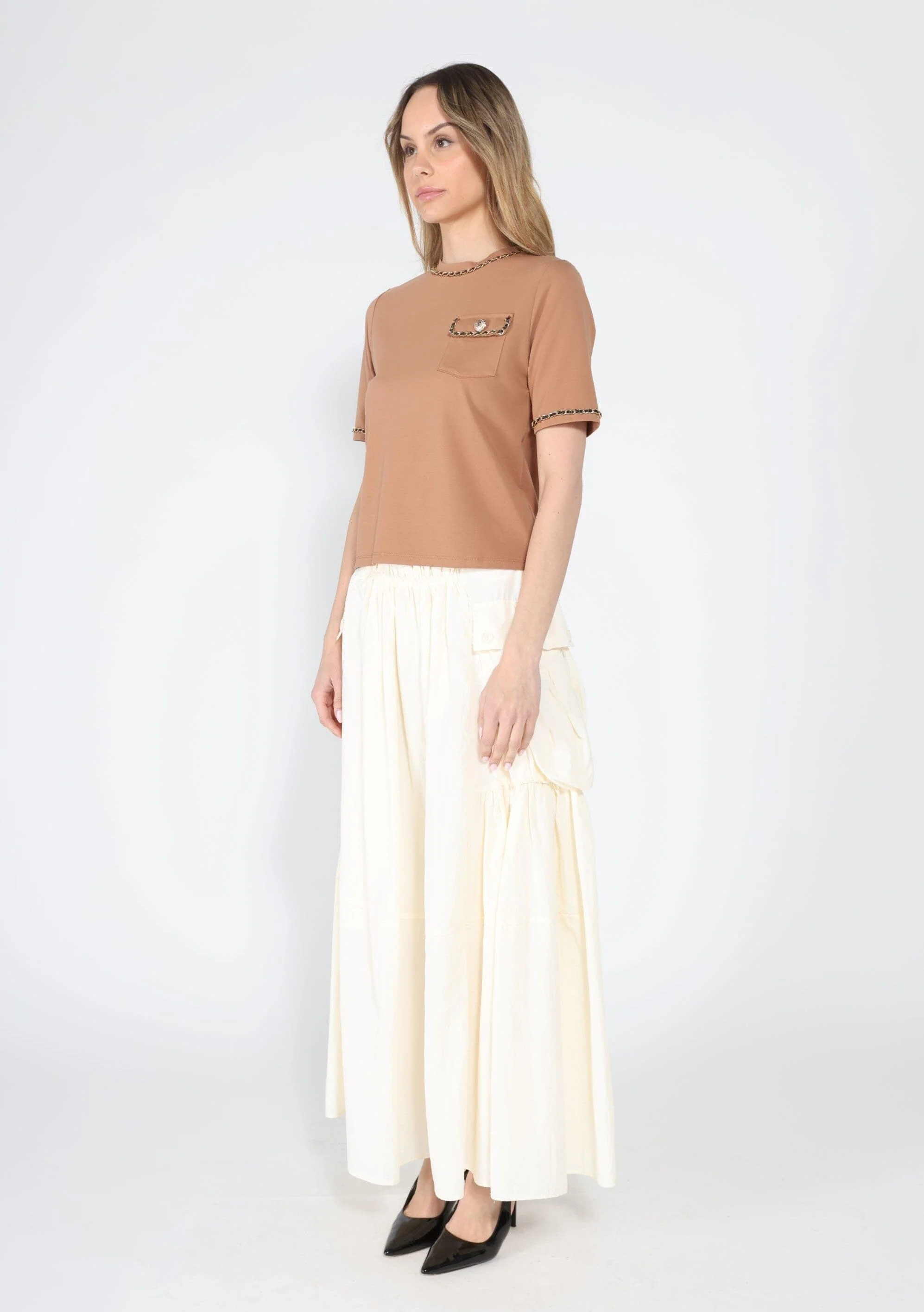Embellished Chain Link Trim Short Sleeve Top - Image 15