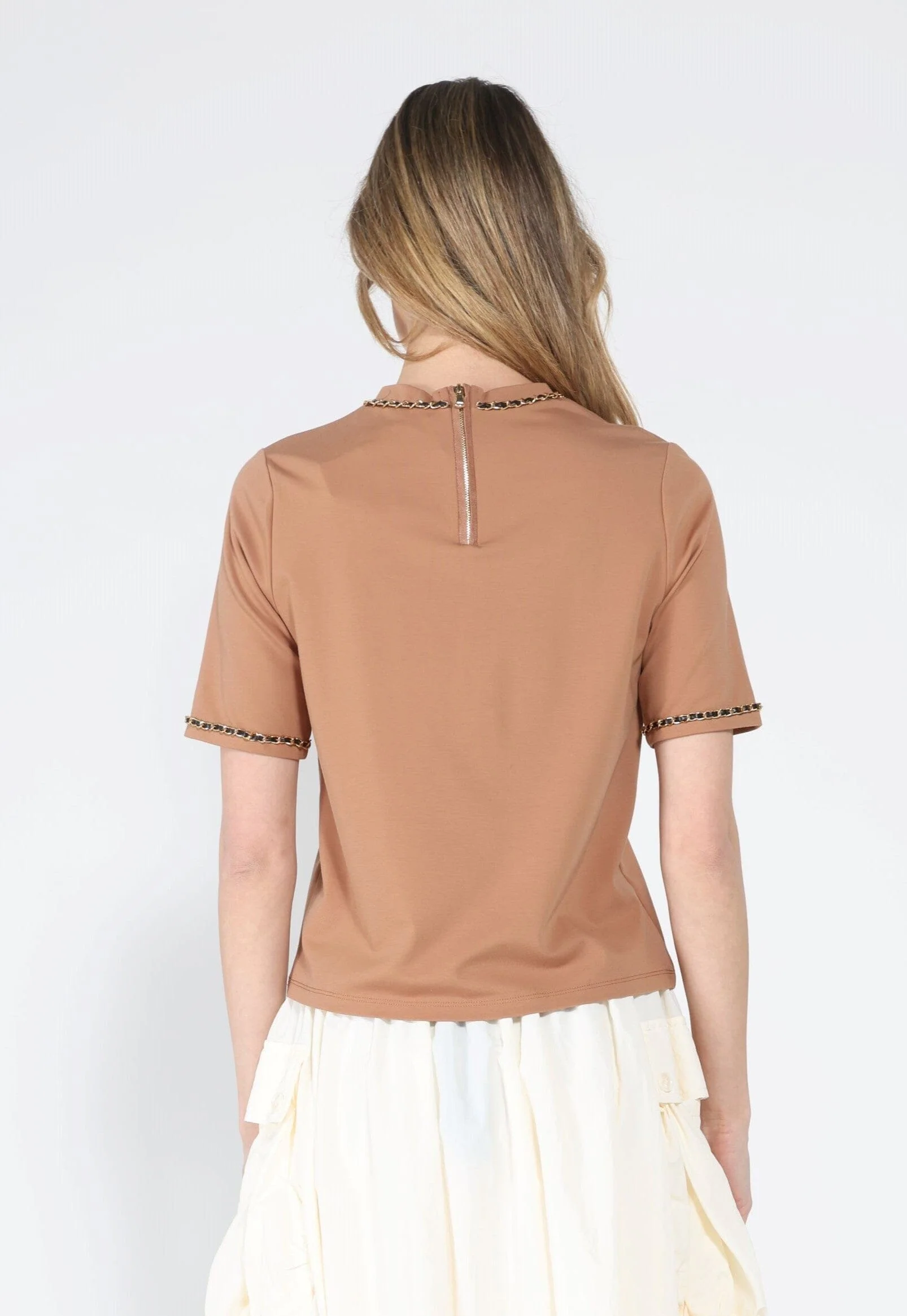 Embellished Chain Link Trim Short Sleeve Top - Image 16