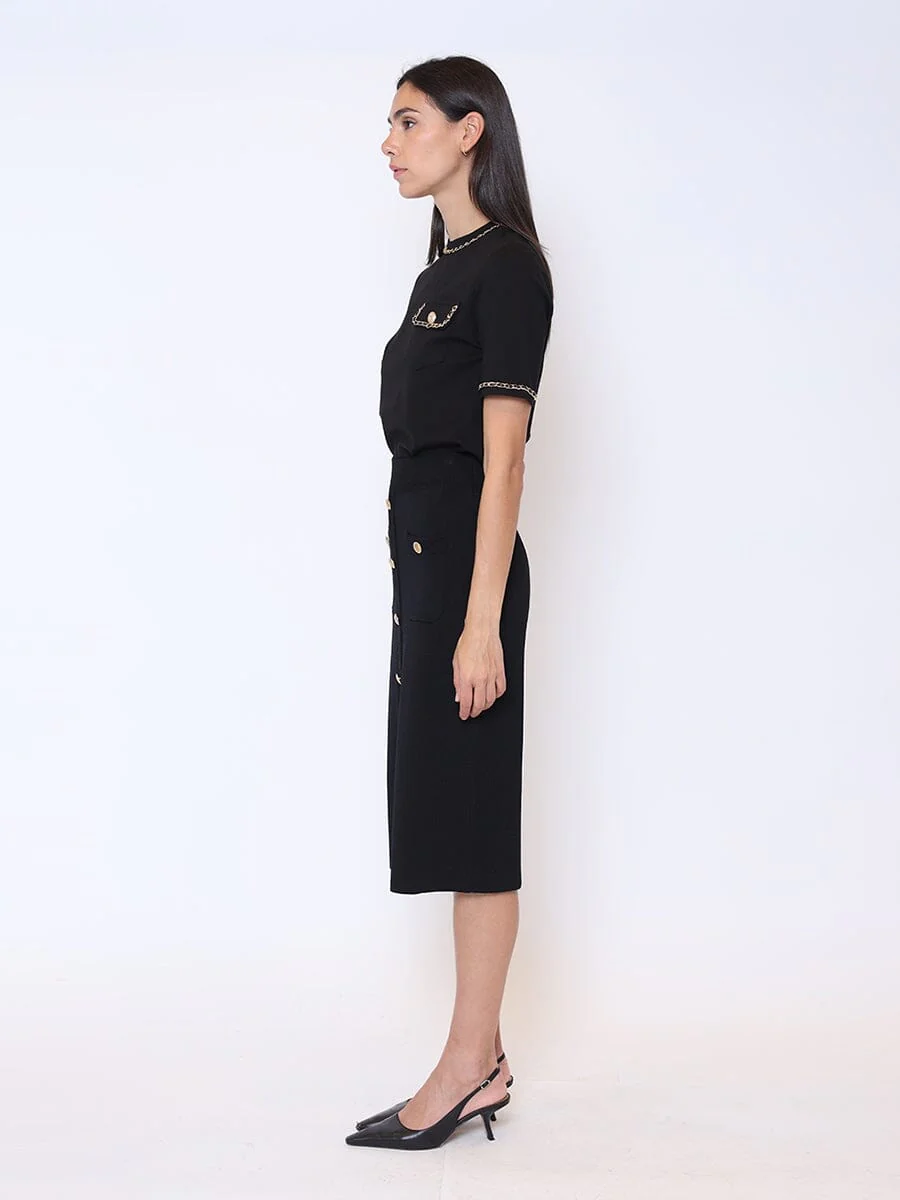 Embellished Chain Link Trim Short Sleeve Top - Image 19