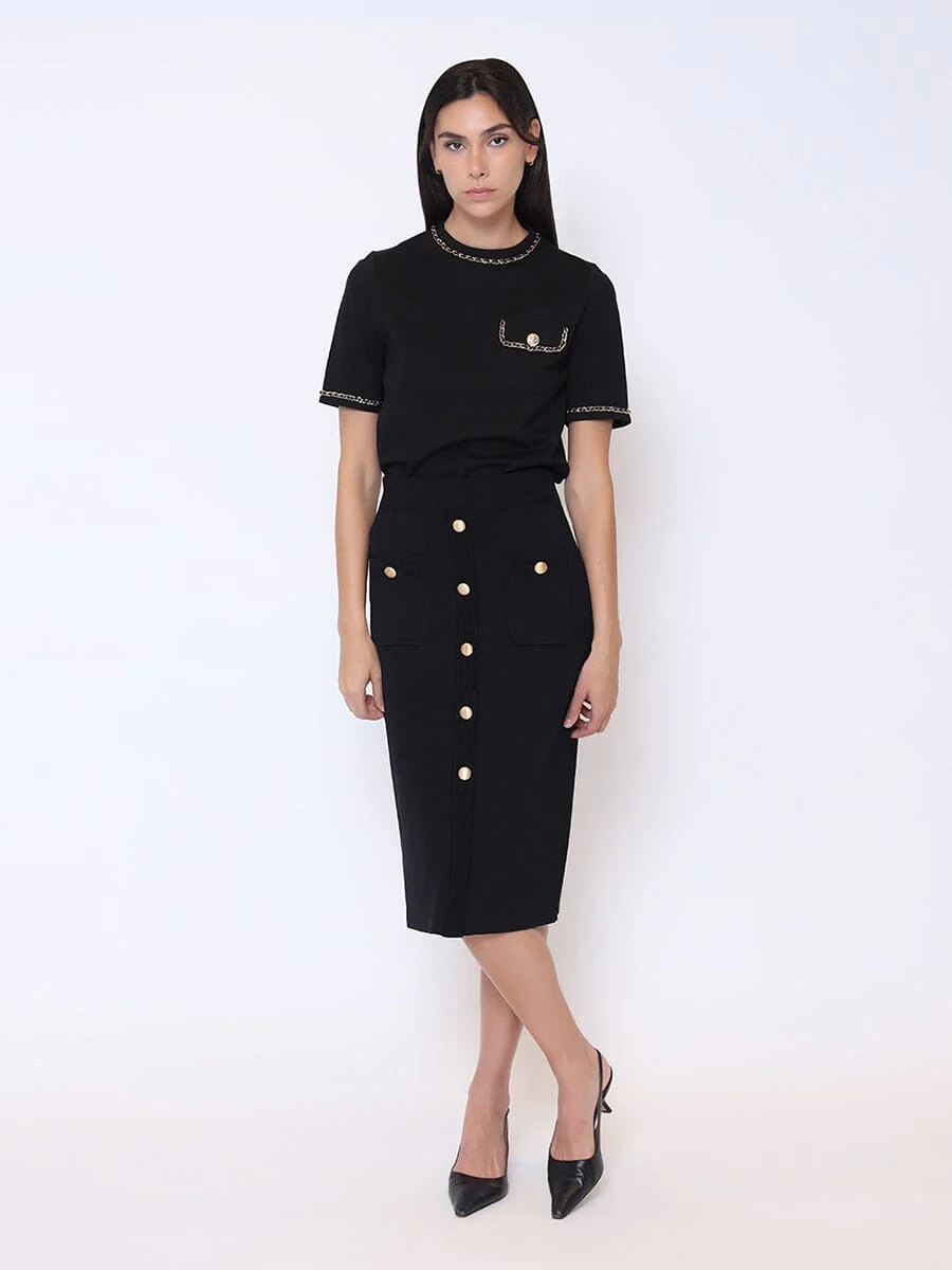 Embellished Chain Link Trim Short Sleeve Top - Image 22
