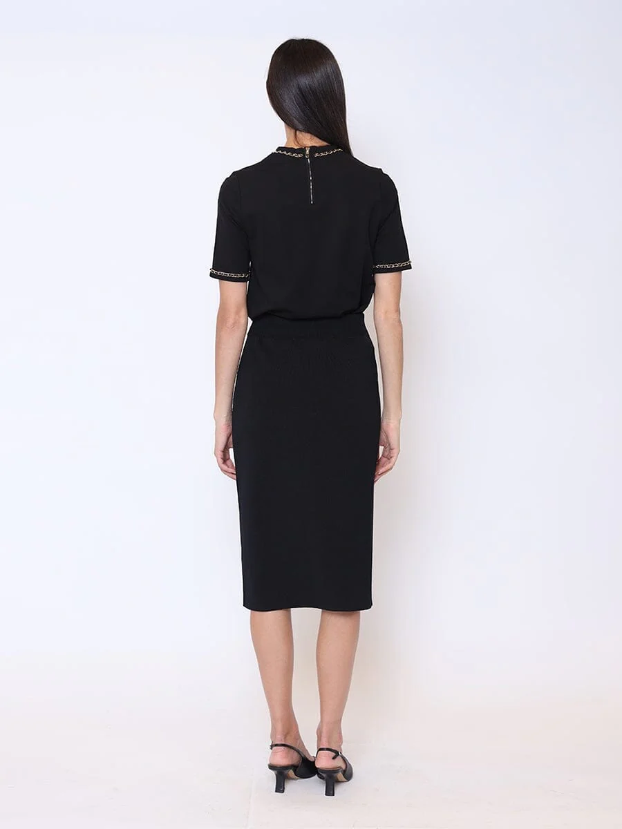 Embellished Chain Link Trim Short Sleeve Top - Image 24