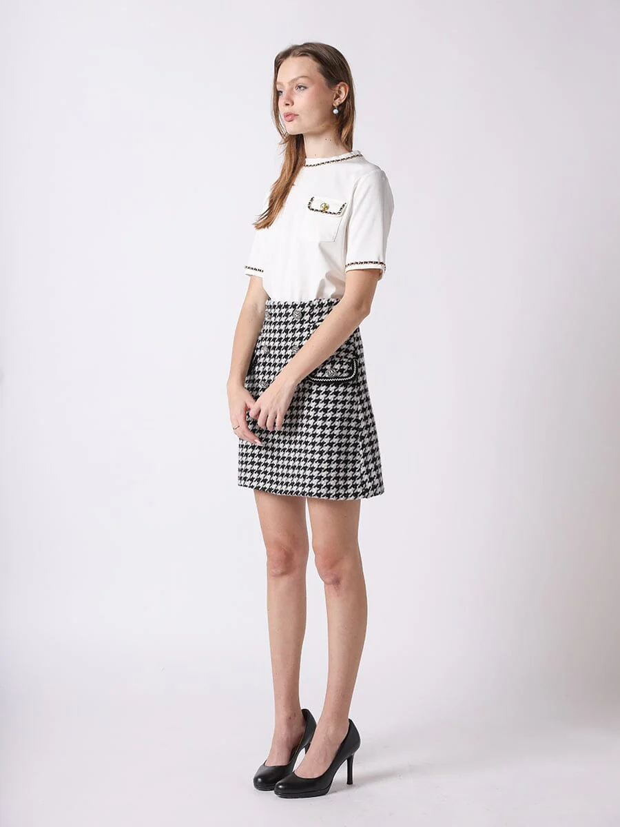 Embellished Chain Link Trim Short Sleeve Top - Image 7