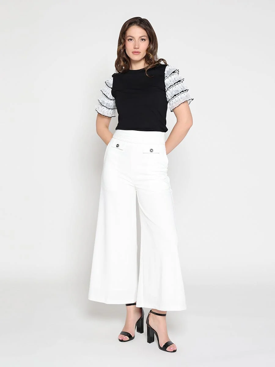 Embellished Pockets High Waist Wide Leg Pants - Image 2