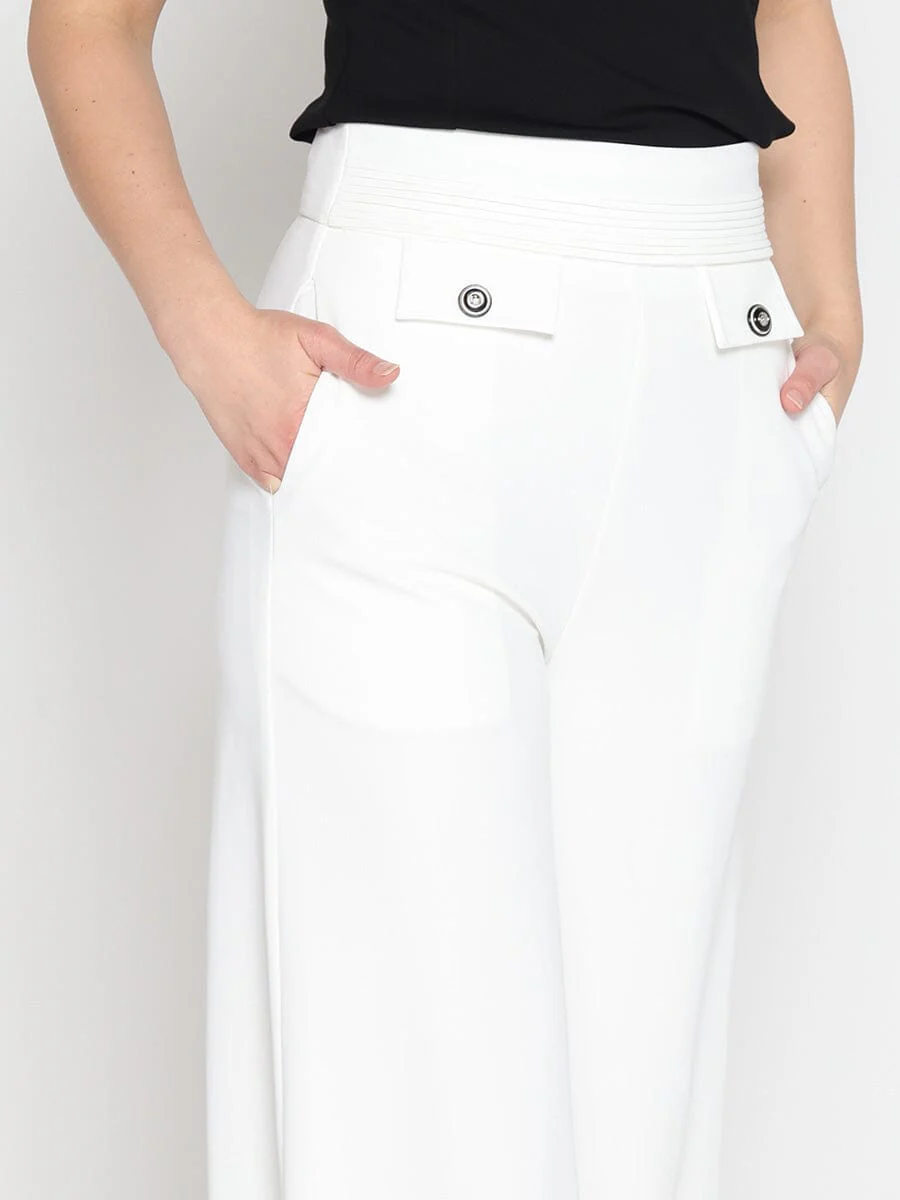 Embellished Pockets High Waist Wide Leg Pants - Image 3