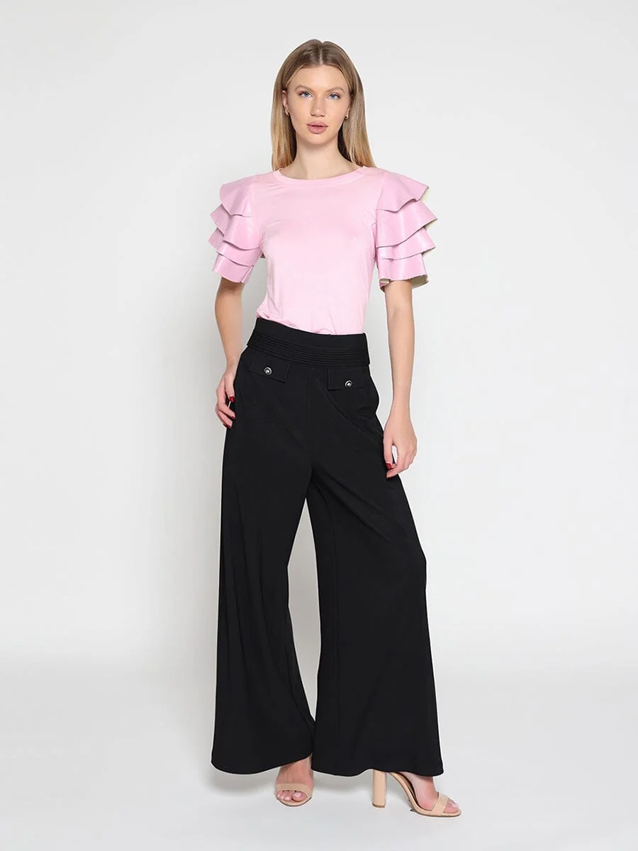 Embellished Pockets High Waist Wide Leg Pants - Image 6
